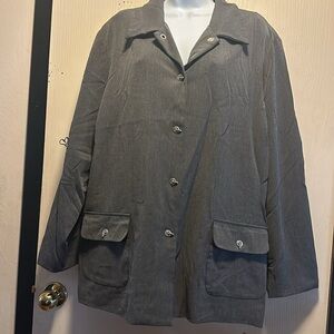 Dialogue Women's Plus Size 22W Gray Button-Down Lightweight Jacket Career Casual